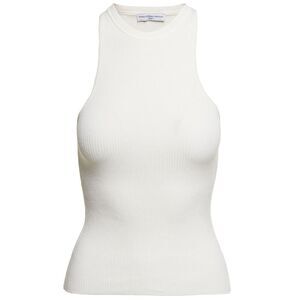 Mvp Wardrobe Women 'Santa Monica' White Ribbed Tank Top In Viscose Blend Woman